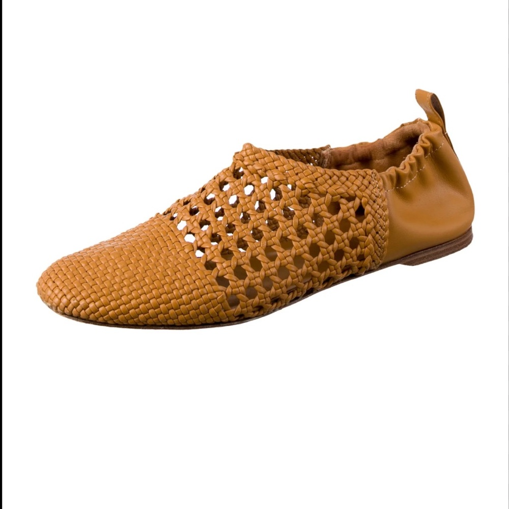 Tan Ulla Johnson Lilia Woven Leather Flats - 36